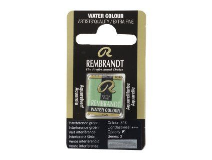 Akvarelová barva v půlpánvičce Rembrandt - 848 Interference Green