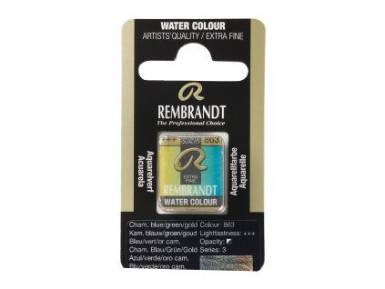 Akvarelová barva v půlpánvičce Rembrandt - 863 Chameleon Blue Green Gold