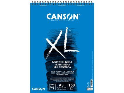 Skicár Canson XL Mixed Media v krúžkovej väzbe A3, 160 g/m², 50 listov