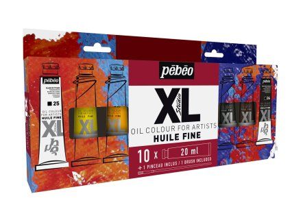Sada olejových barev Pébéo Studio XL 10×20 ml + štětec