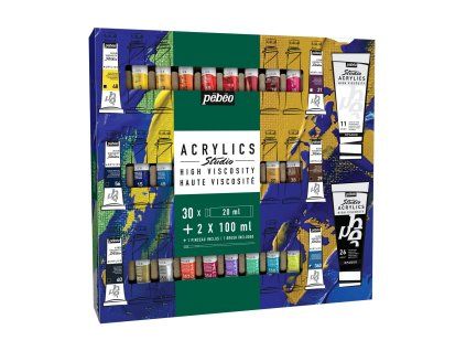 Sada akrylových barev Pébéo Studio Acrylic 30 × 20 ml + 2 x 100 ml