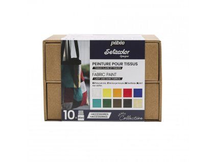 Sada barev na textil Pébéo Setacolor Opaque 10 × 45 ml s příslušenstvím I