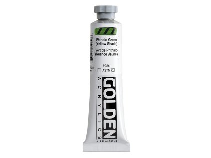 Akrylová barva Golden Heavy Body - 1275 Phthalo Green (Yellow Shade) (Objem 59 ml)