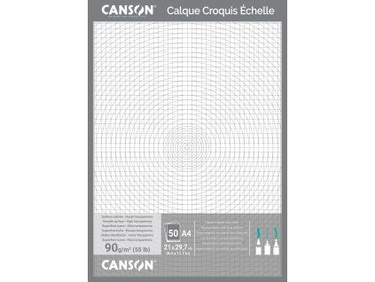 Canson Calque Satin Pauzovací papír s pomocnou mřížkou A4, 90g, 50 listů
