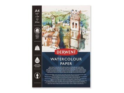 Skicák Derwent Watercolor Paper Pad A4, 300 g, 12 listů