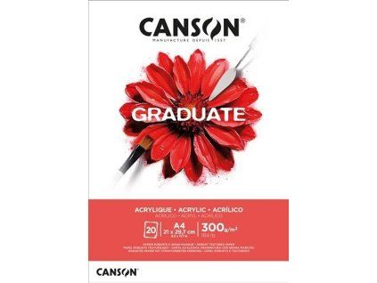Skicár Canson Graduate Acrylic v lepenej väzbe A4, 300 g/m², 20 listov