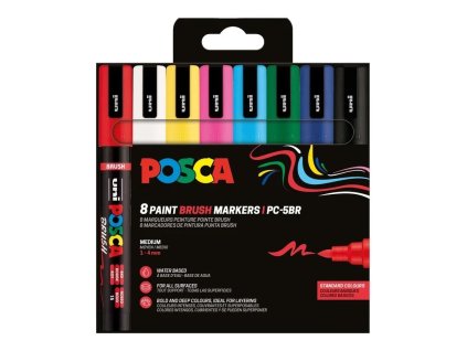 Sada akrylových fixů Posca se štětcovým hrotem PC 5BR 8 ks