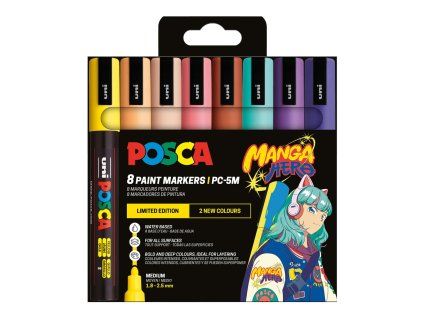 Sada akrylových fixů Posca PC-5M, Manga Hero, limitovaná edice - 8 ks