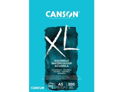 Skicák Canson XL Aquarelle v lepené vazbě A5, Cold Pressed, 300 g/m², 70 listů
