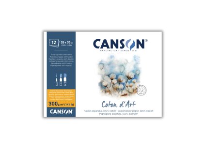 Canson Coton d'Art v lepené vazbě 26 x 36 cm CP, 300g, 12 listů