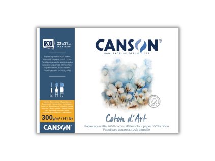 Canson Coton d'Art v lepené vazbě 23 x 31 cm CP, 300g, 12 listů lepený ze 4 stran