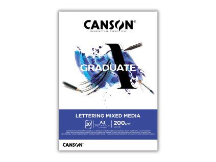 Skicár Canson Graduate Lettering Mixed Media v lepenej väzbe A3, 200 g/m², 20 listov