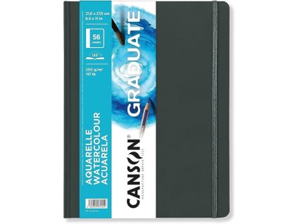 Skicák Canson Graduate Watercolour Book v pevné vazbě, 21,6 x 27,9 cm, 250g, 56 listů