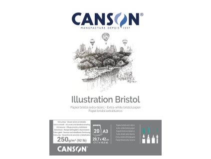 Canson Illustration Bristol Skicák v lepené vazbě A3, 250g, 20 listů