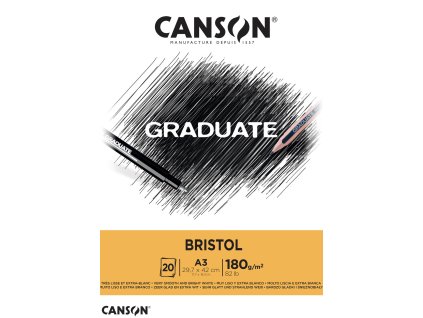 Skicák Canson Graduate Bristol v lepené vazbě A3, 180 g/m², 20 listů