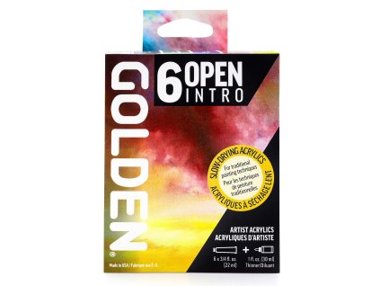 Sada akrylových barev Golden Open Intro Set 6 x 22 ml + ředidlo
