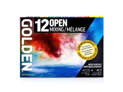 Sada akrylových barev Golden Open Mixing Set 12 x 22 ml + ředidlo