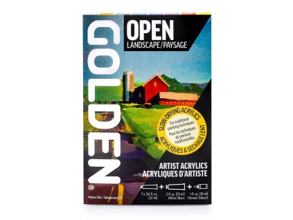 Sada akrylových barev Golden Open Landscape Set 7 x 22 ml + 59 ml Titanium White + ředidlo