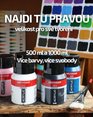 🎨 Najdi tu pravou velikost pro své tvoření! Akrylové barvy Amsterdam Acrylics nabízíme v objemech, které se přizpůsobí...